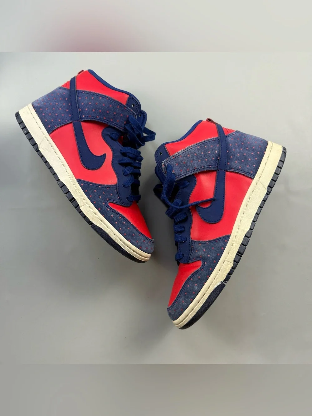 Nike Dunk High Red White Blue Speckled Suede Sneakers Women’s 10 USA July 4th